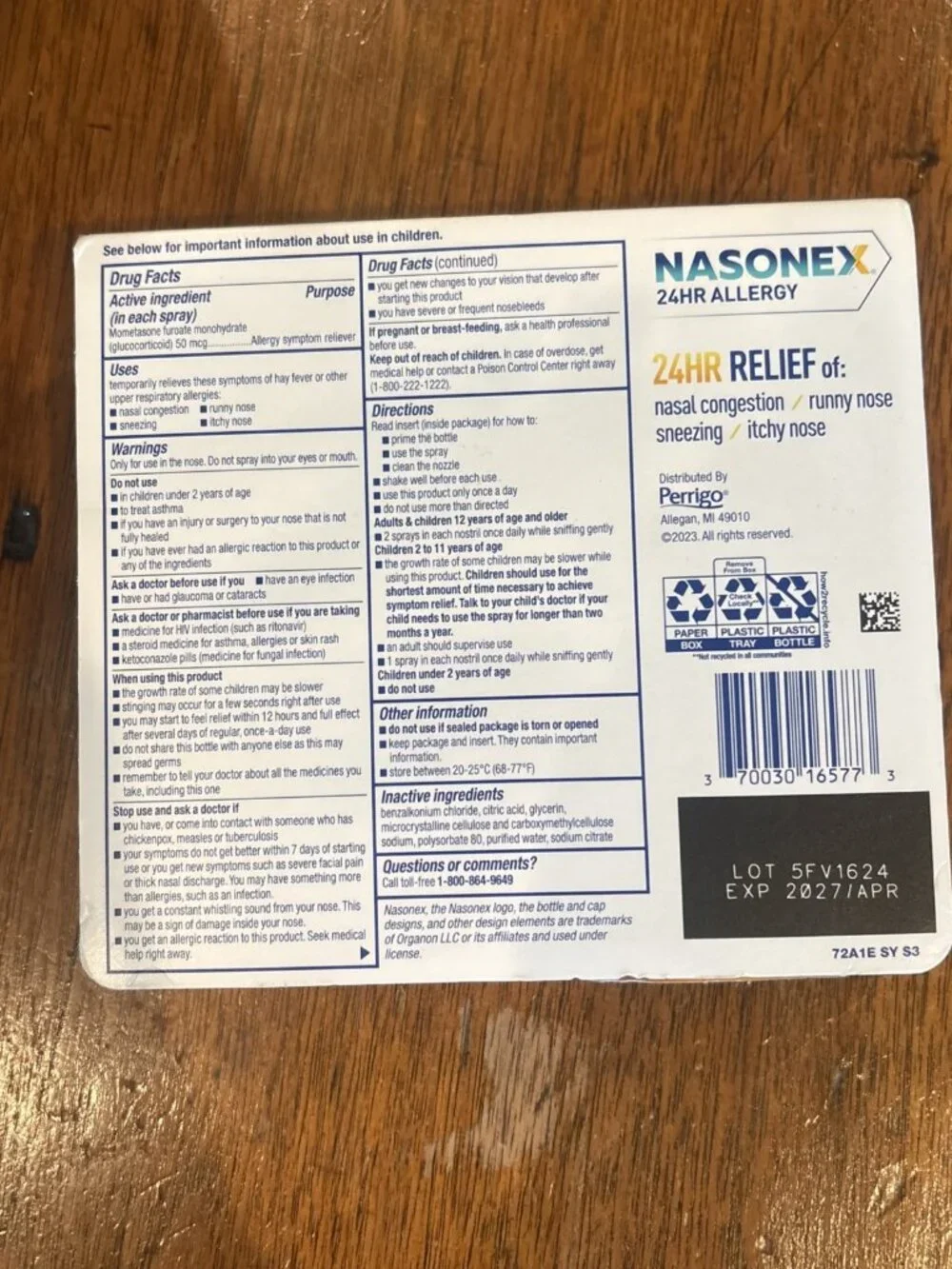 Nasonex 24 Hour Non Drowsy Nasal Spray 120 Sprays New Sealed - Exp April 2027